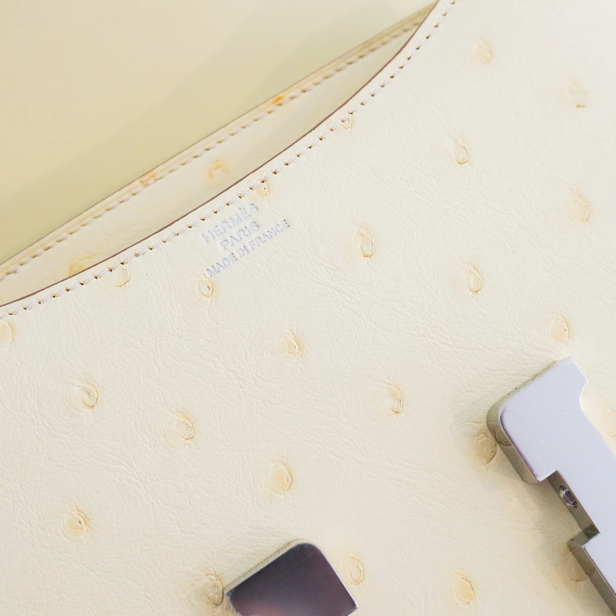 NEW Hermes Constance 18 Mini Ostrich Jaune Milton Palladium Hardware Bag | Authentic Preloved - Image 10