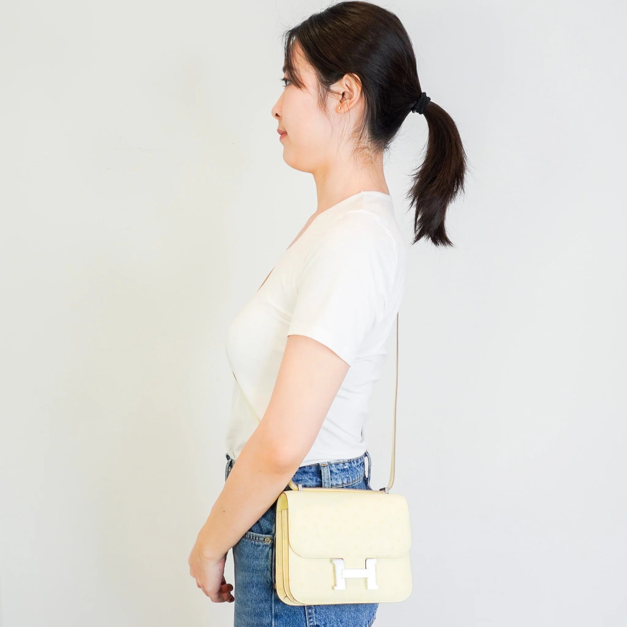 NEW Hermes Constance 18 Mini Ostrich Jaune Milton Palladium Hardware Bag | Authentic Preloved - Image 16