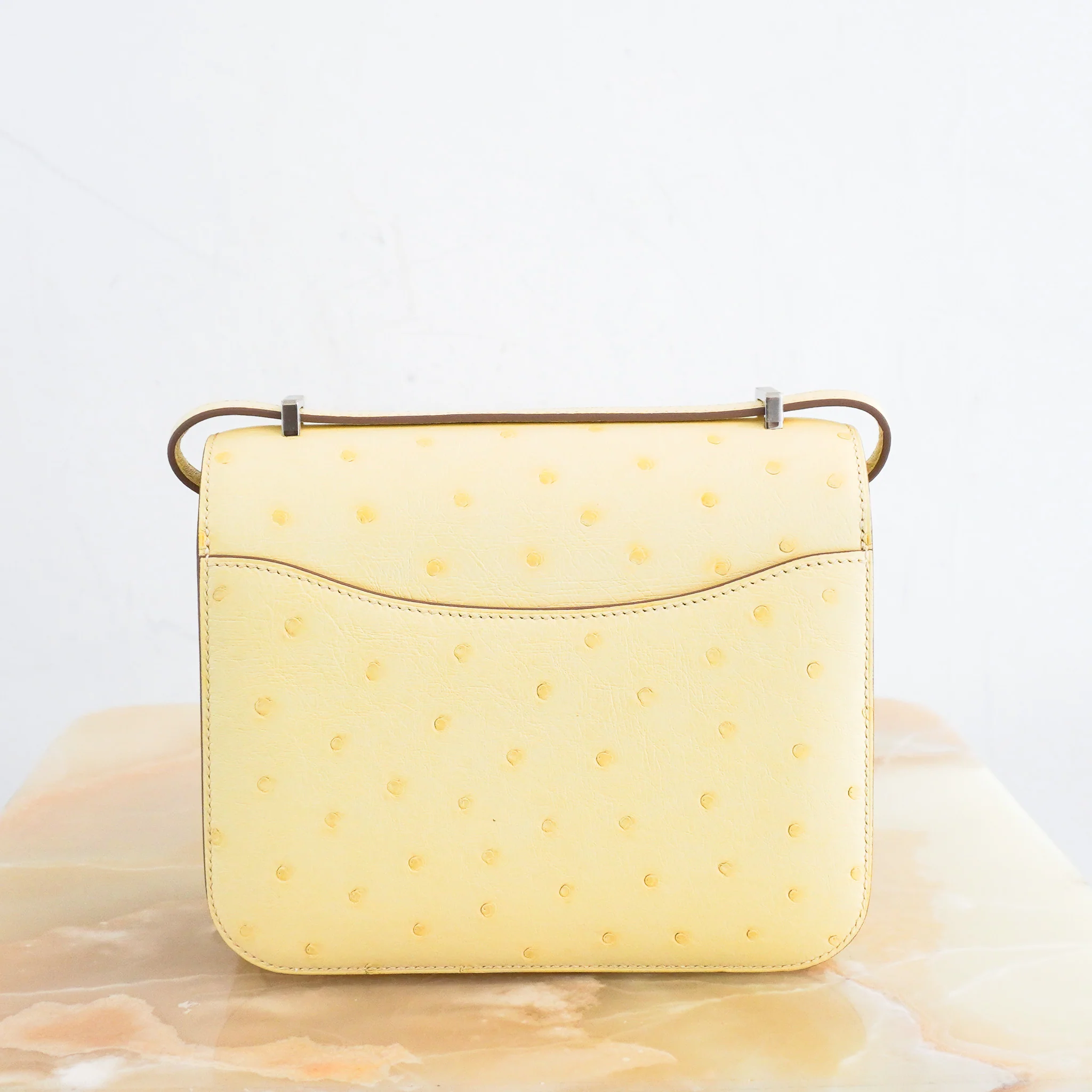 NEW Hermes Constance 18 Mini Ostrich Jaune Milton Palladium Hardware Bag | Authentic Preloved - Image 3