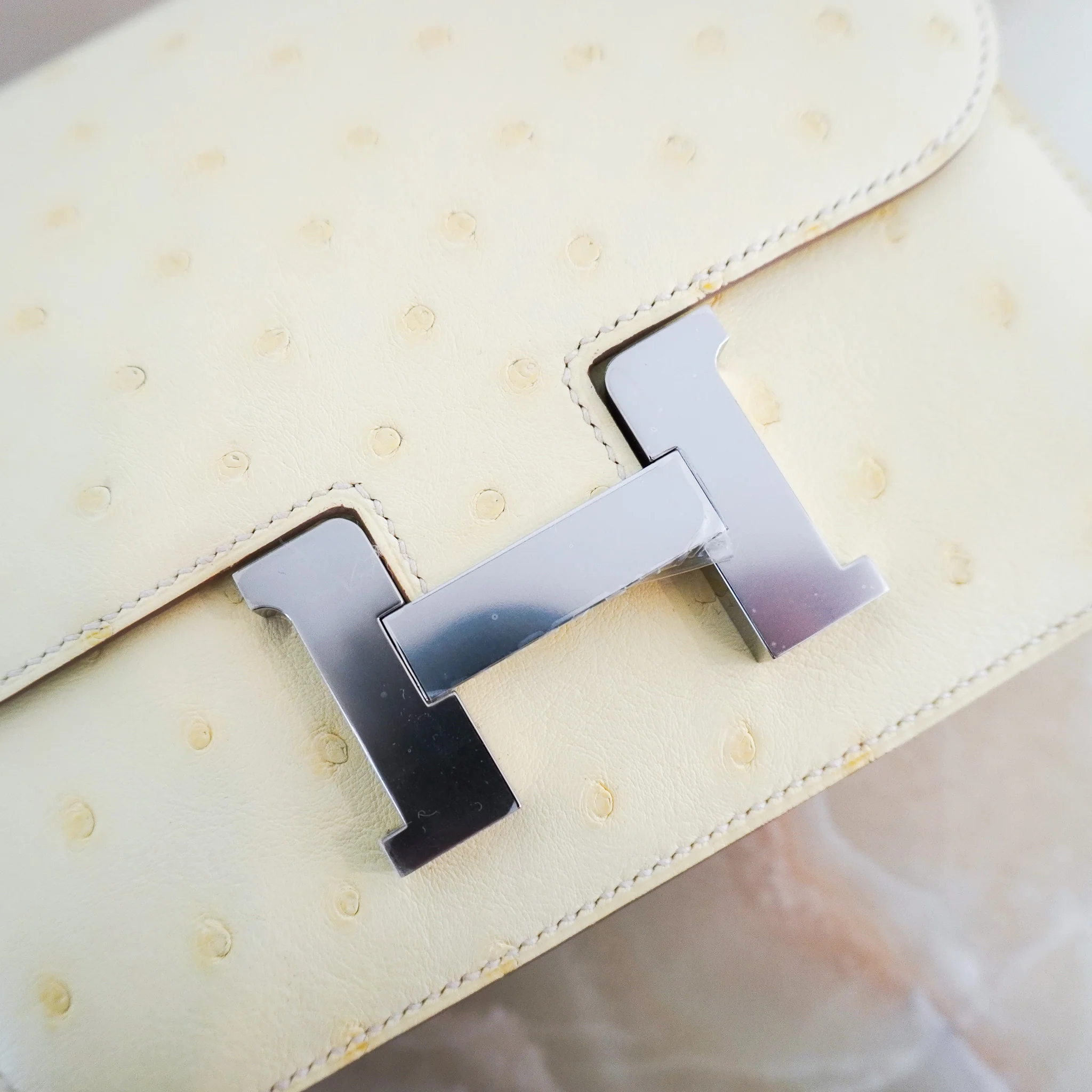 NEW Hermes Constance 18 Mini Ostrich Jaune Milton Palladium Hardware Bag | Authentic Preloved - Image 8