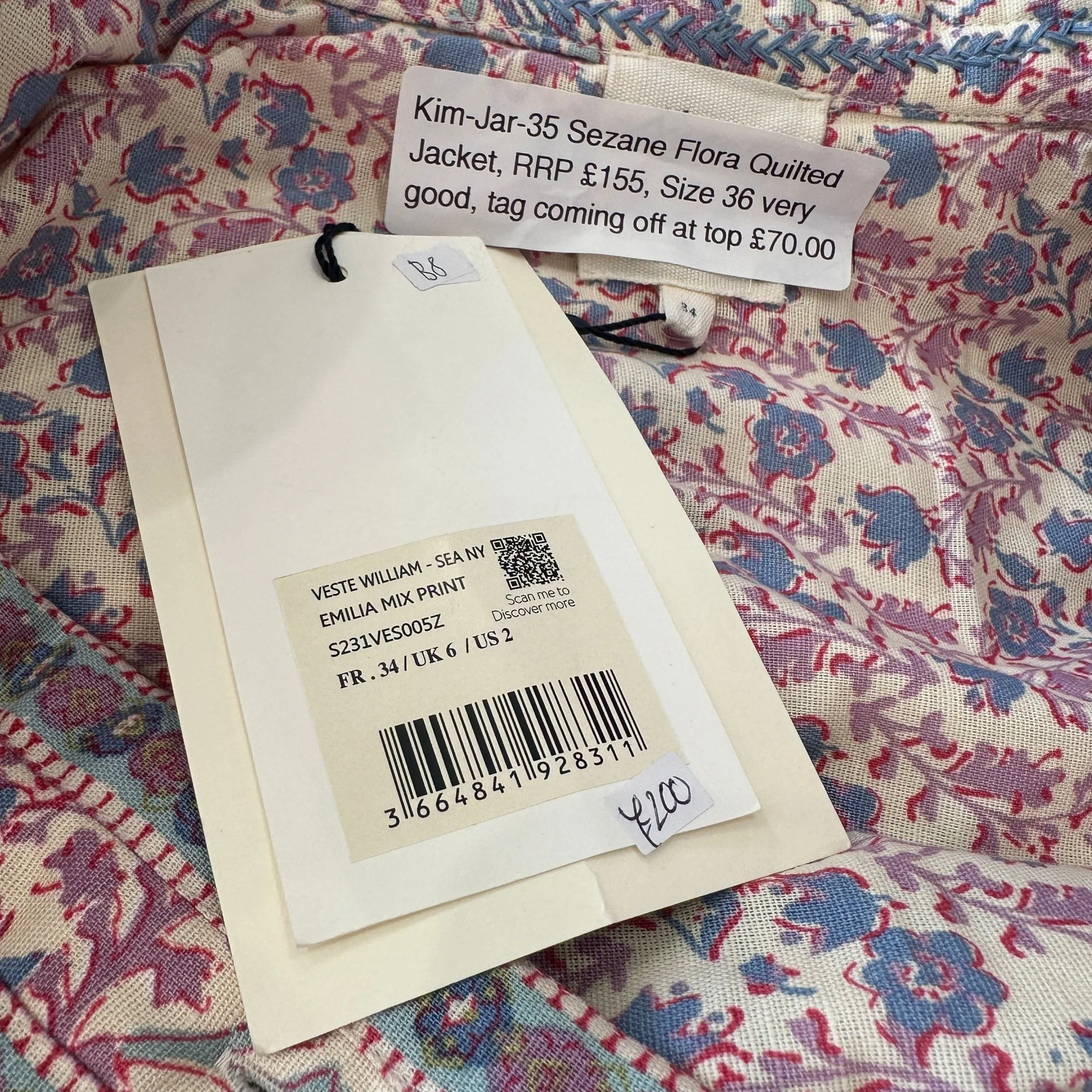 NEW Sezane Pink Emilia Floral Quilted Jacket RRP £250 | Authentic Preloved - Image 4