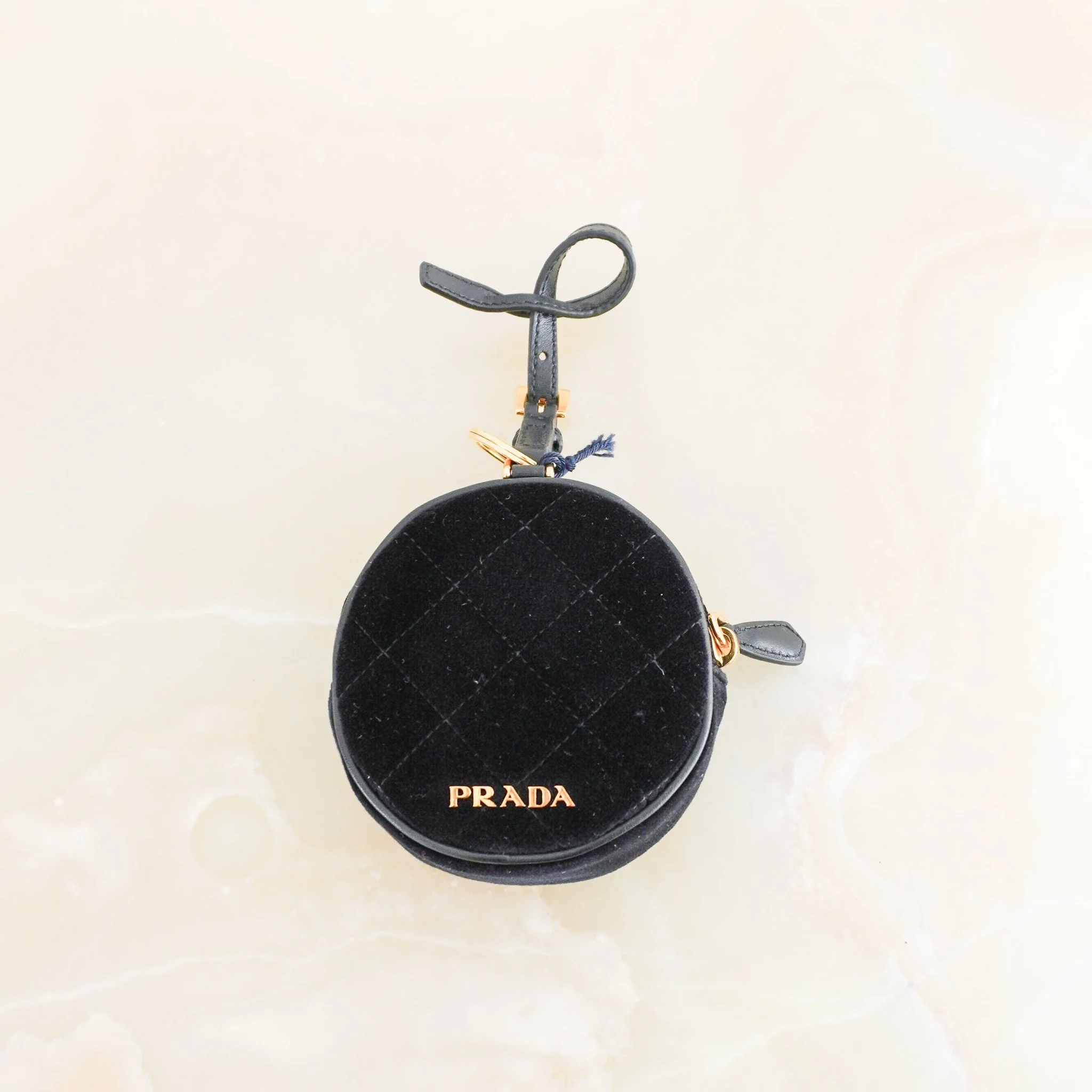 Prada Black Velvet Floral Coin Purse Charm RRP £520 | Authentic Preloved - Image 3
