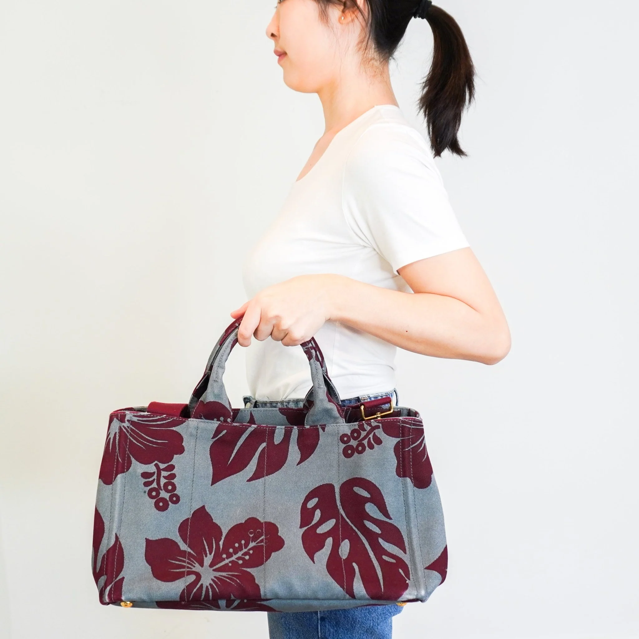 Prada Blue Canapa Stampata Floral Tote Bag RRP £850 | Authentic Preloved - Image 14