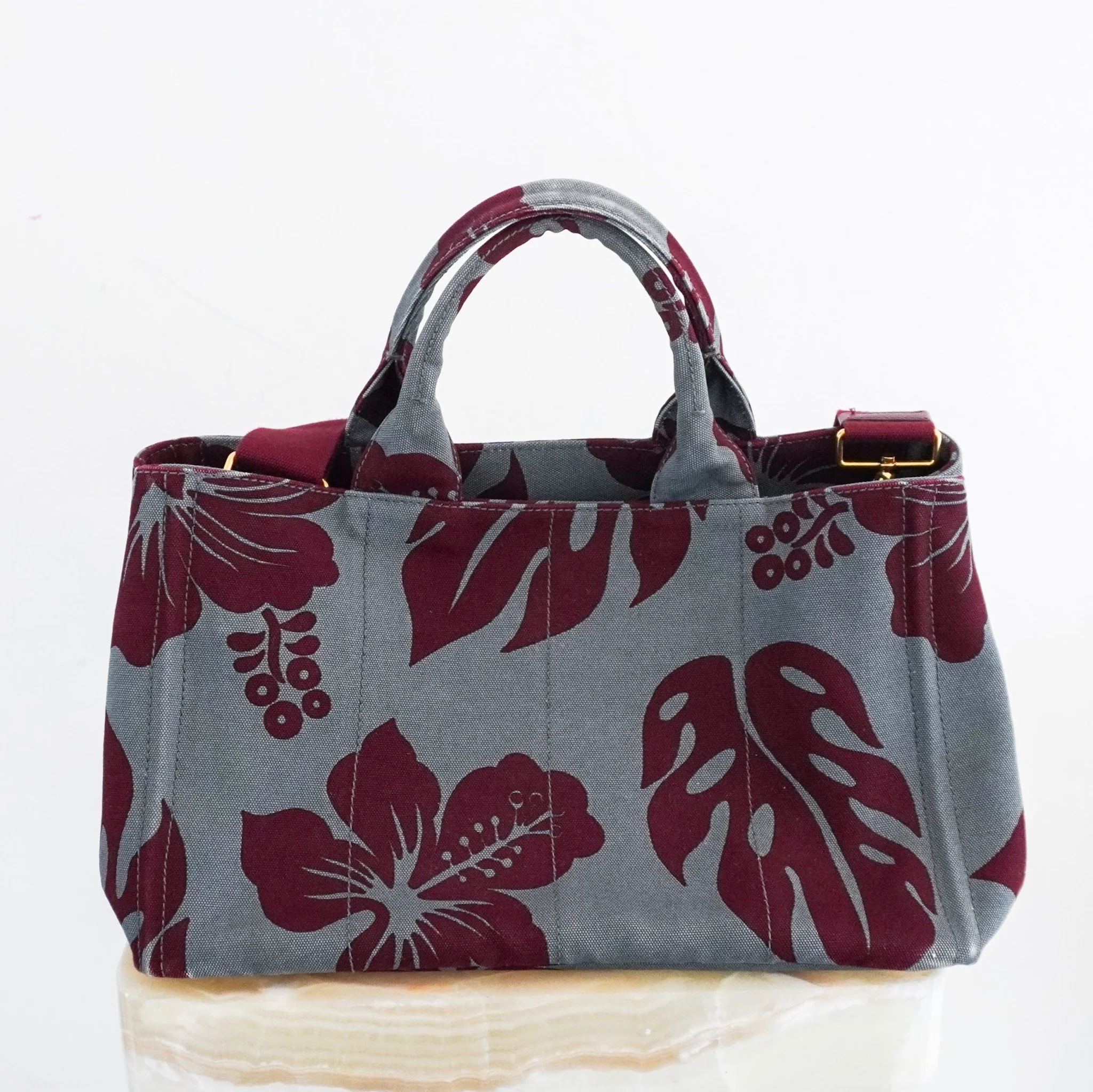 Prada Blue Canapa Stampata Floral Tote Bag RRP £850 | Authentic Preloved - Image 4