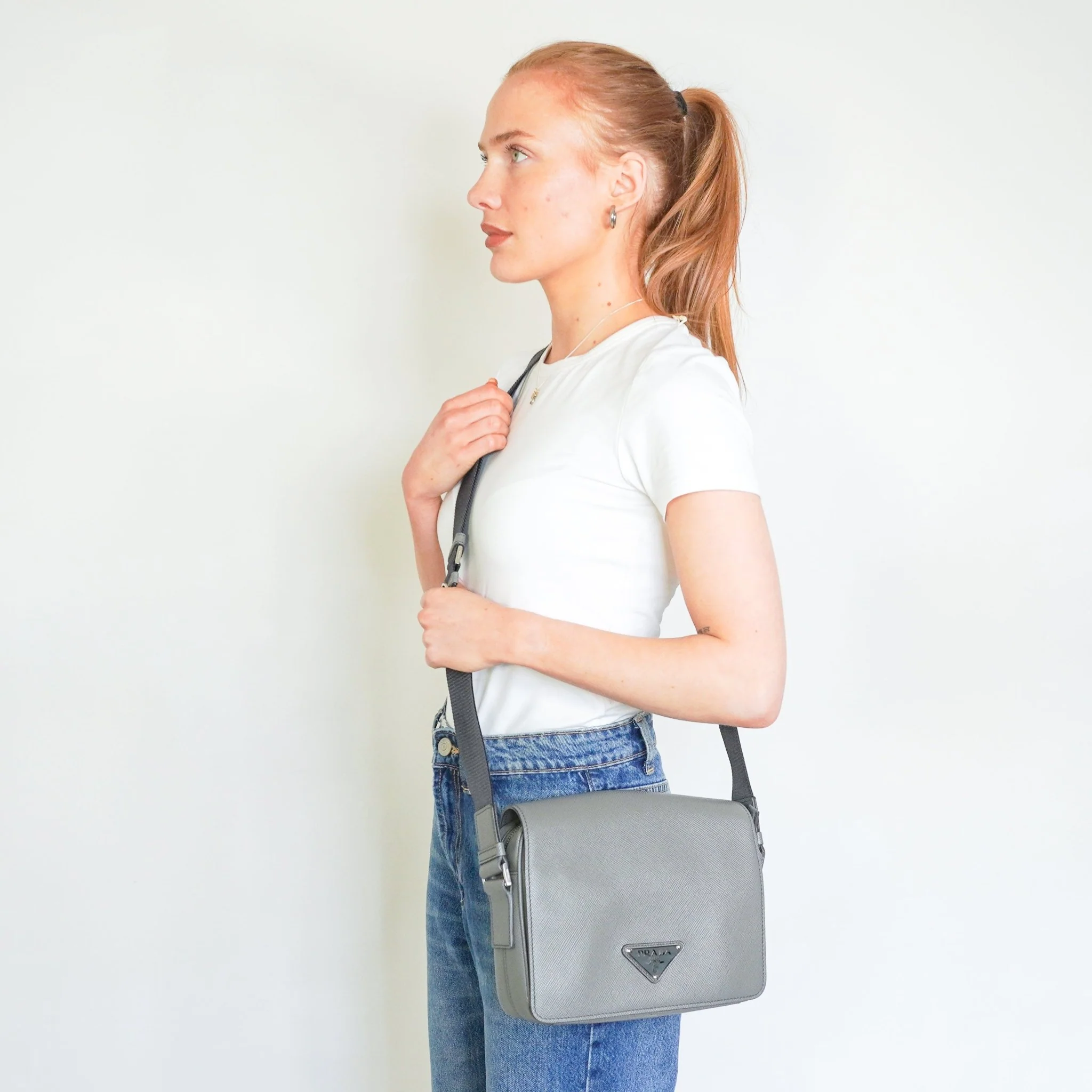 Prada Grey Saffiano Aresia Messenger Bag (RRP £1900) | Authentic Preloved - Image 13