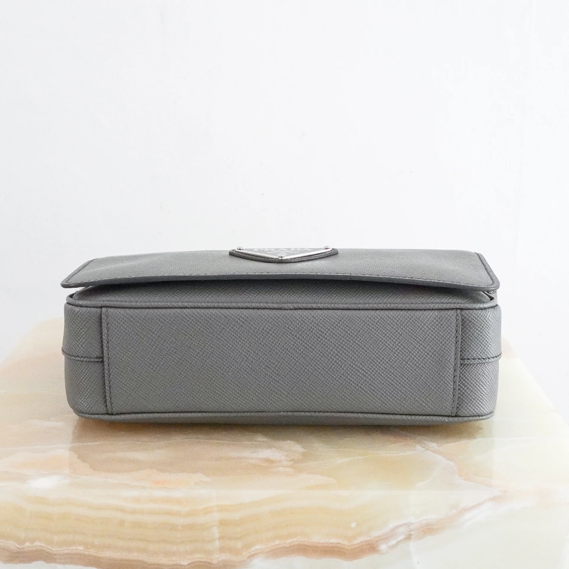 Prada Grey Saffiano Aresia Messenger Bag (RRP £1900) | Authentic Preloved - Image 4