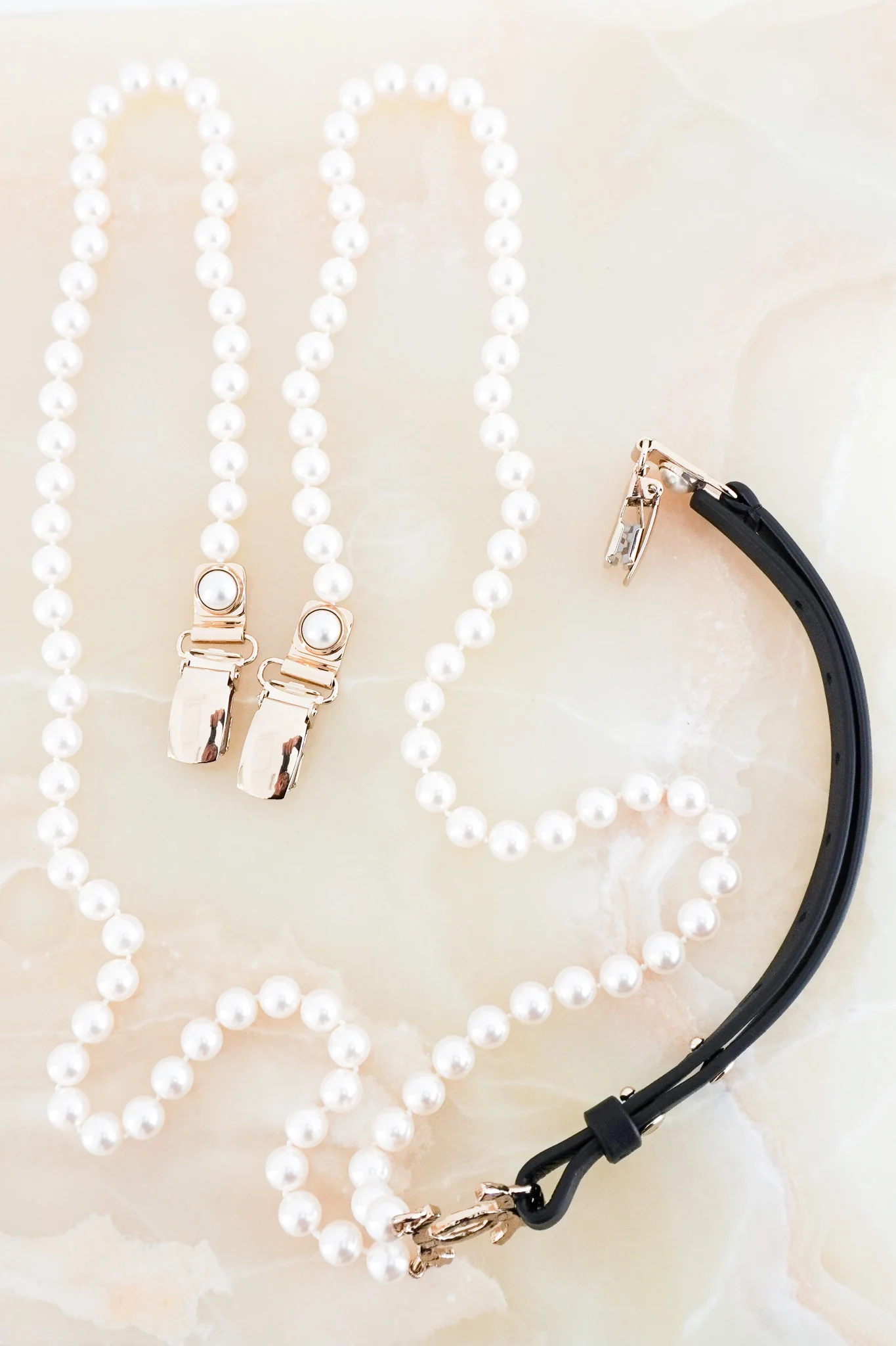 RARE Chanel Coco Mark Calfskin and Faux Pearl Suspenders | FINAL SALE Authentic Preloved