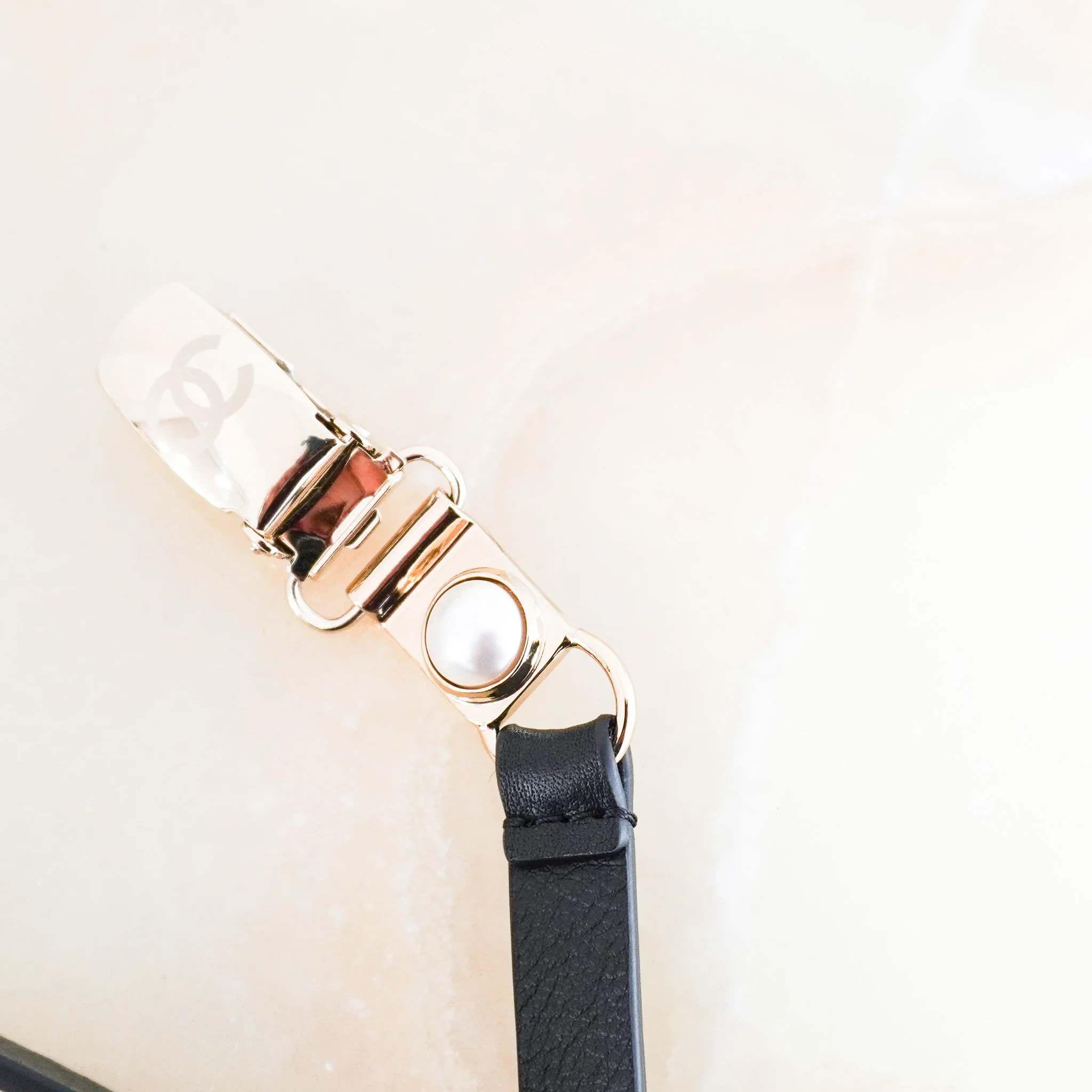 RARE Chanel Coco Mark Calfskin and Faux Pearl Suspenders | FINAL SALE Authentic Preloved - Image 5
