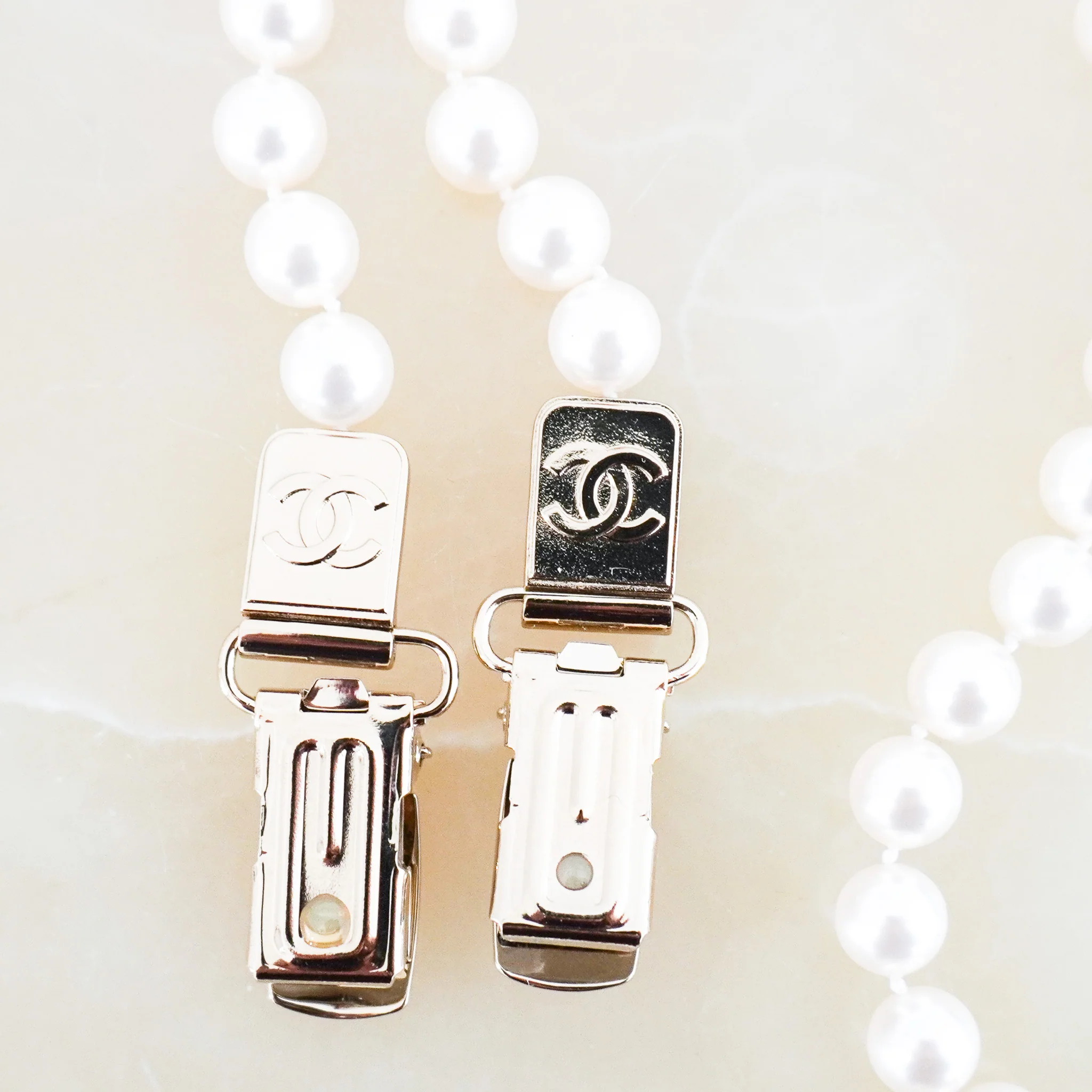 RARE Chanel Coco Mark Calfskin and Faux Pearl Suspenders | FINAL SALE Authentic Preloved - Image 6