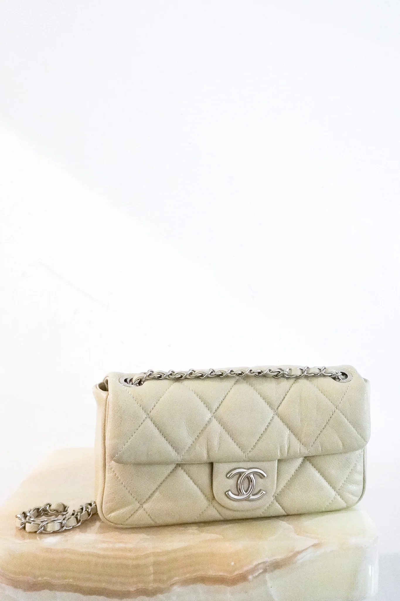 RARE Chanel Nature Glazed Caviar Quilted Flap Shoulder Bag RRP £5100 | Authentic Preloved