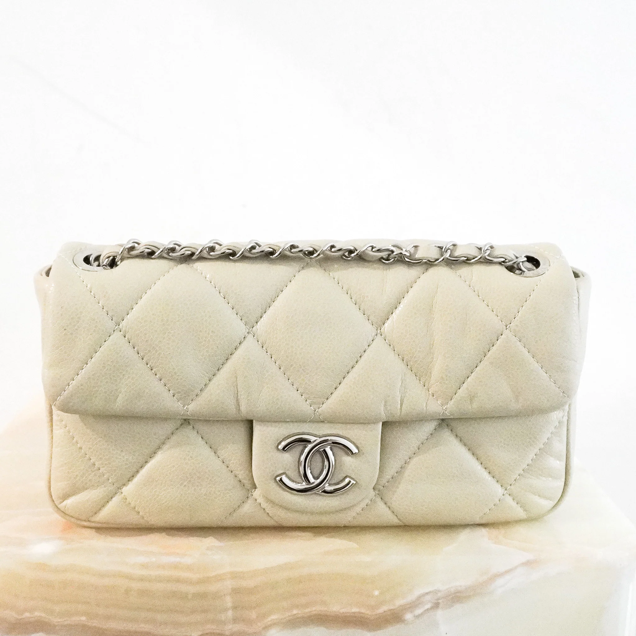 RARE Chanel Nature Glazed Caviar Quilted Flap Shoulder Bag RRP £5100 | Authentic Preloved - Image 2