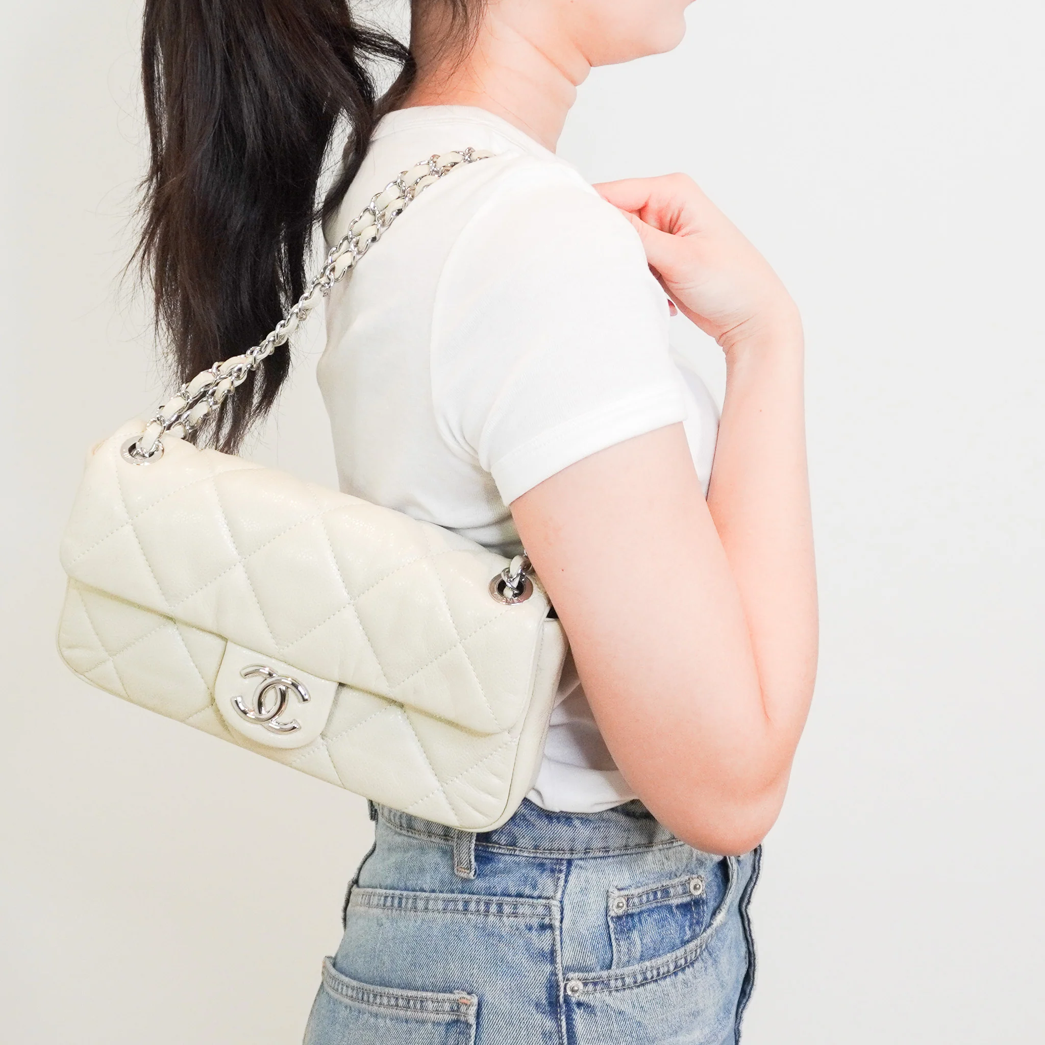 RARE Chanel Nature Glazed Caviar Quilted Flap Shoulder Bag RRP £5100 | Authentic Preloved - Image 7