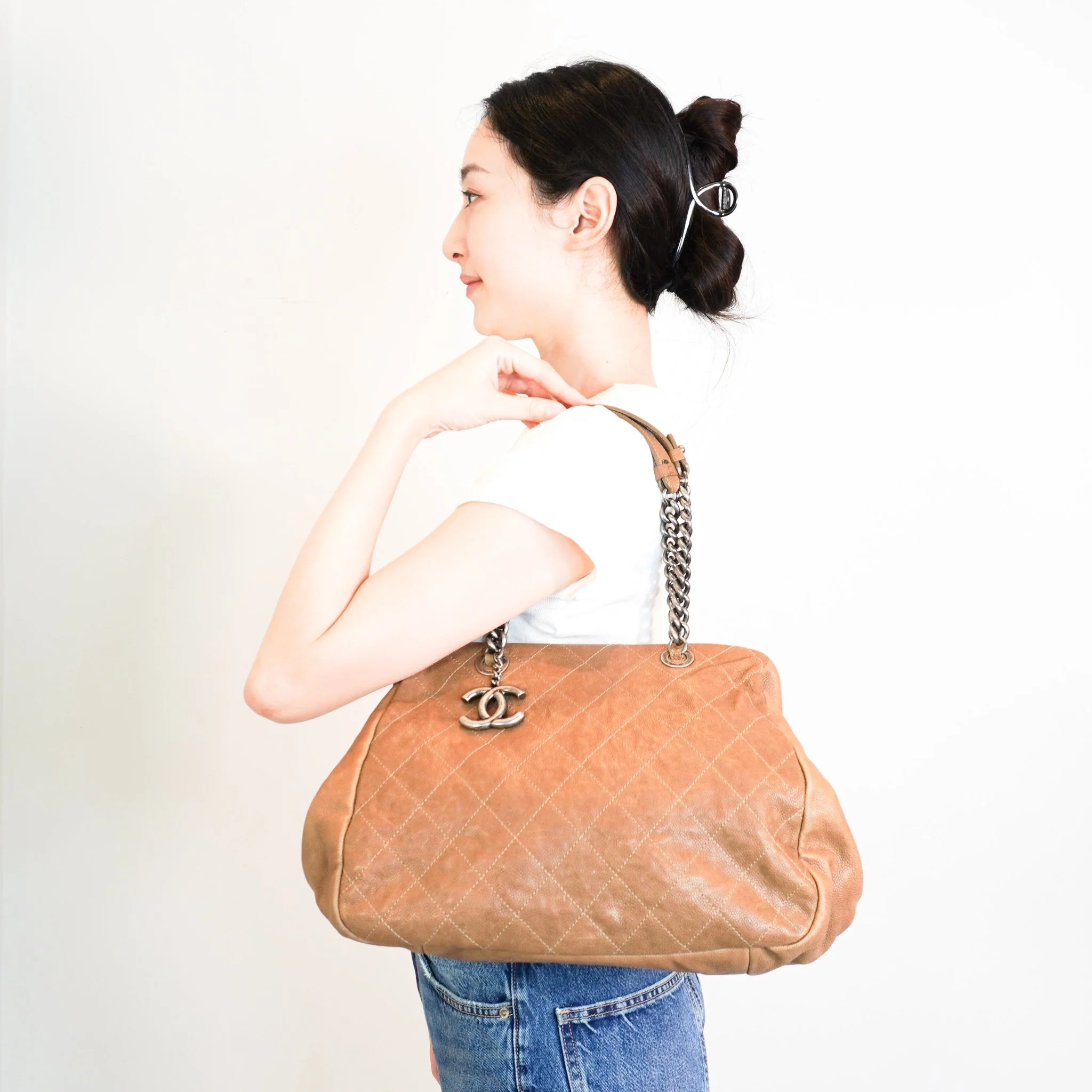 RARE Chanel Simply CC Bowling Bag in Brown | Authentic Preloved - Image 6