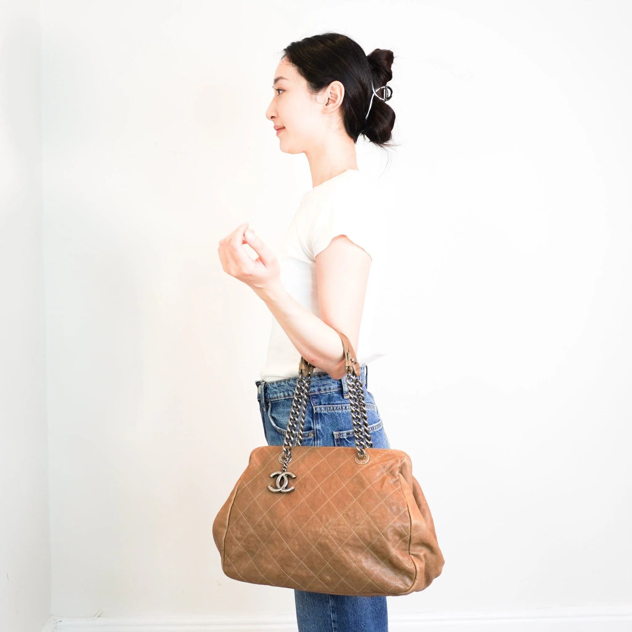 RARE Chanel Simply CC Bowling Bag in Brown | Authentic Preloved - Image 7