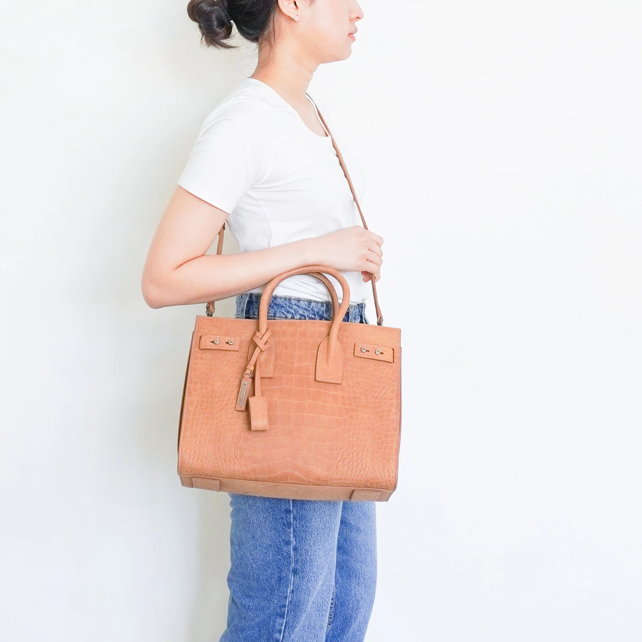 Saint Laurent Sac De Jour Small Crocodile Embossed in Brown RRP £2615 | Authentic Preloved - Image 11