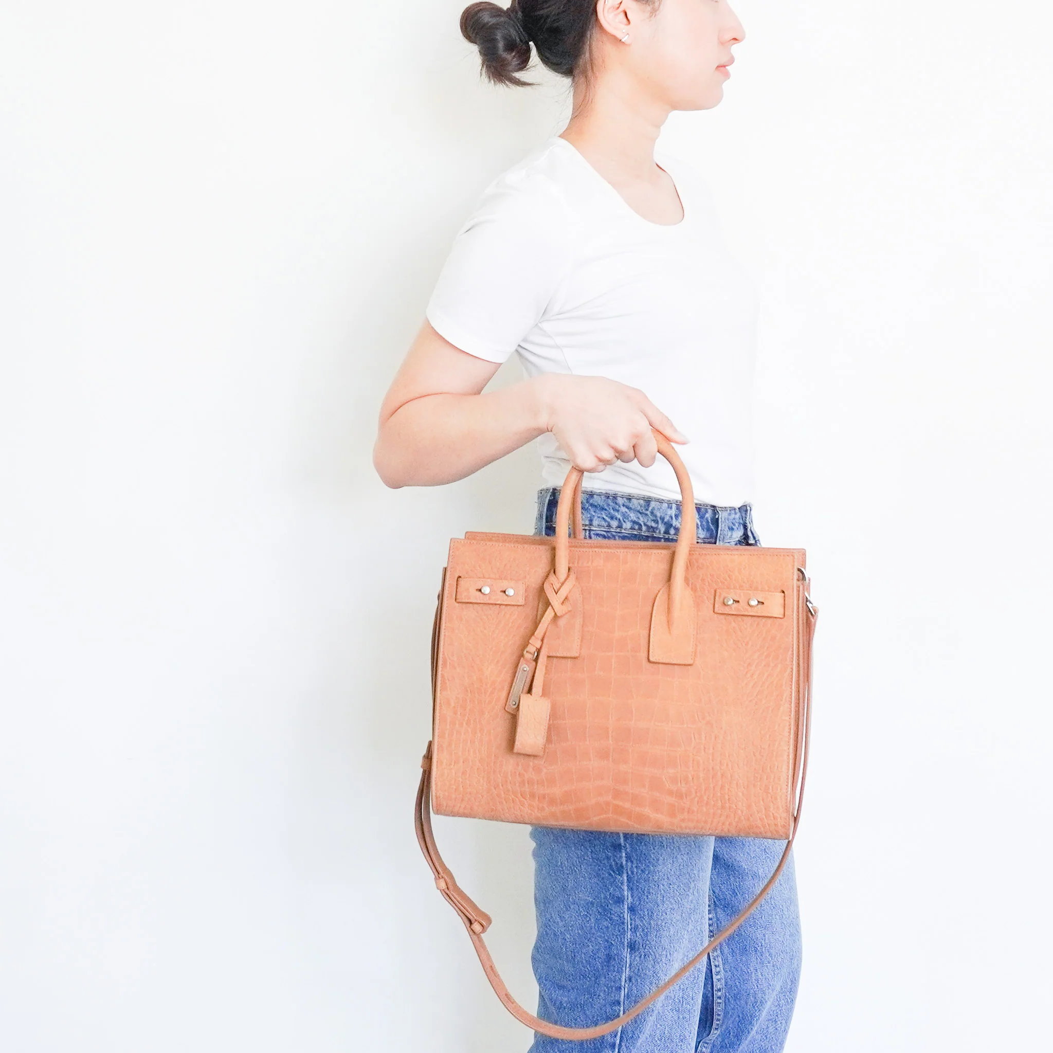 Saint Laurent Sac De Jour Small Crocodile Embossed in Brown RRP £2615 | Authentic Preloved - Image 13