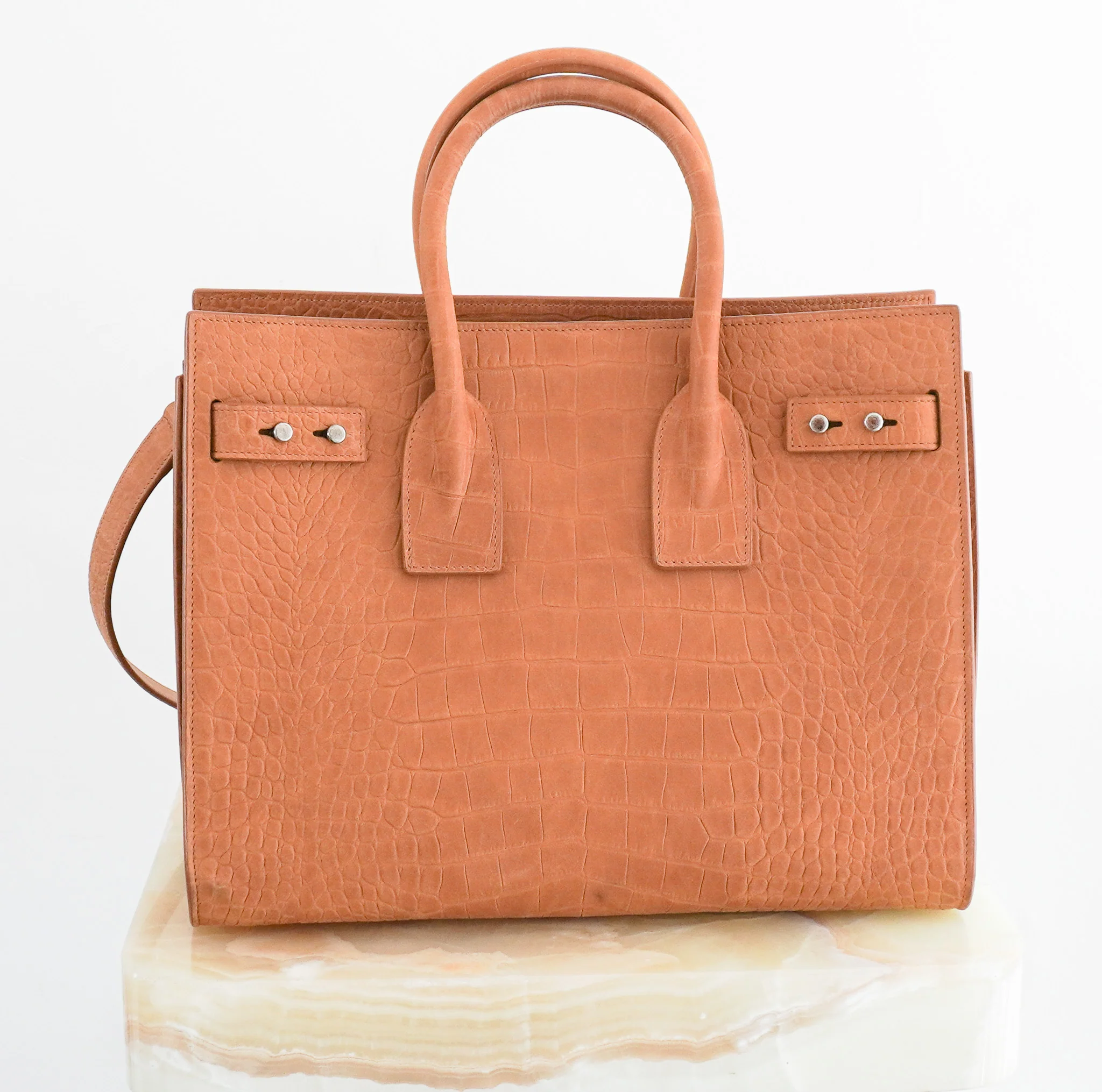 Saint Laurent Sac De Jour Small Crocodile Embossed in Brown RRP £2615 | Authentic Preloved - Image 4
