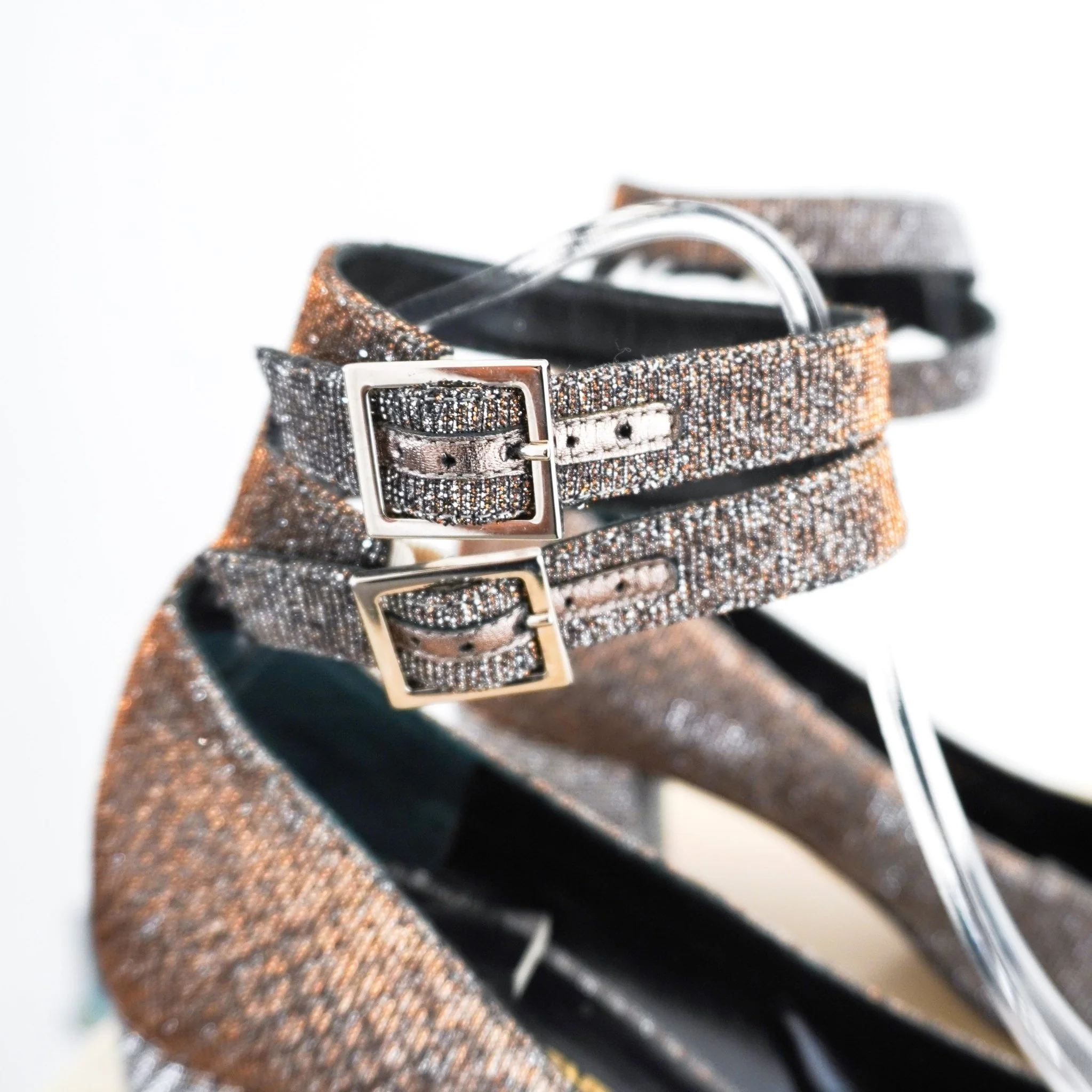 Saint Laurent Silver & Gold Babies Glitter Heels RRP £899 | Authentic Preloved - Image 4