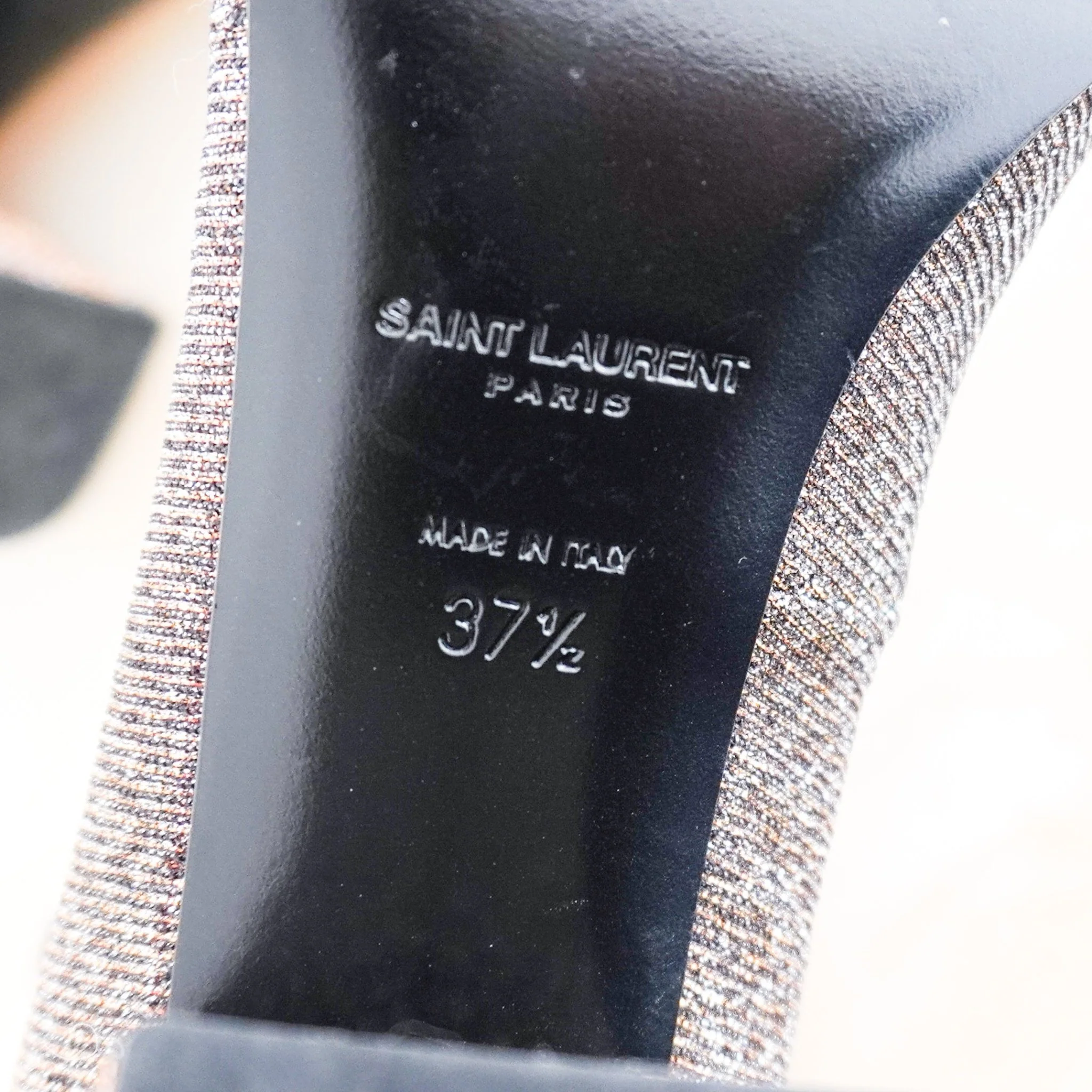Saint Laurent Silver & Gold Babies Glitter Heels RRP £899 | Authentic Preloved - Image 6