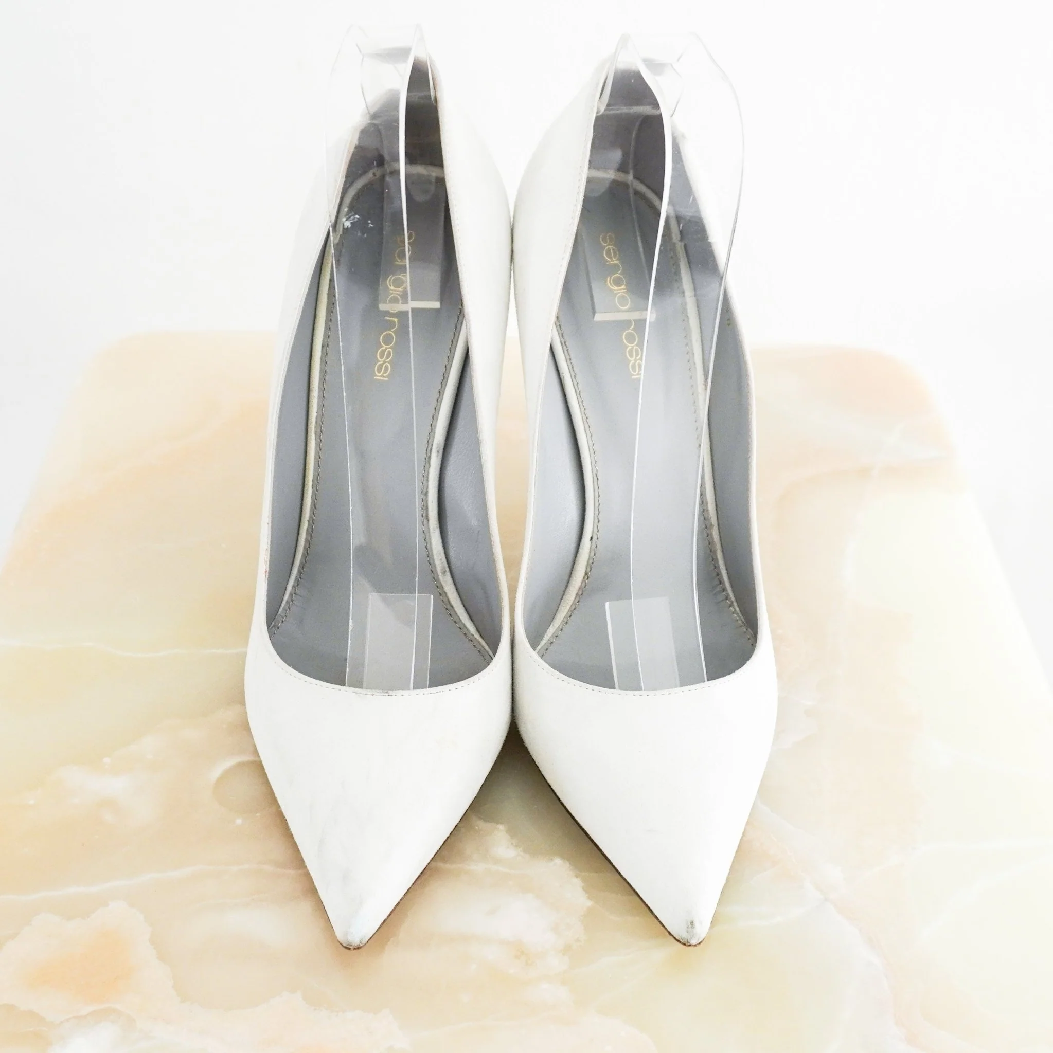 Sergio Rossi Ivory Suede Stiletto Pumps RRP £500 | Authentic Preloved - Image 2