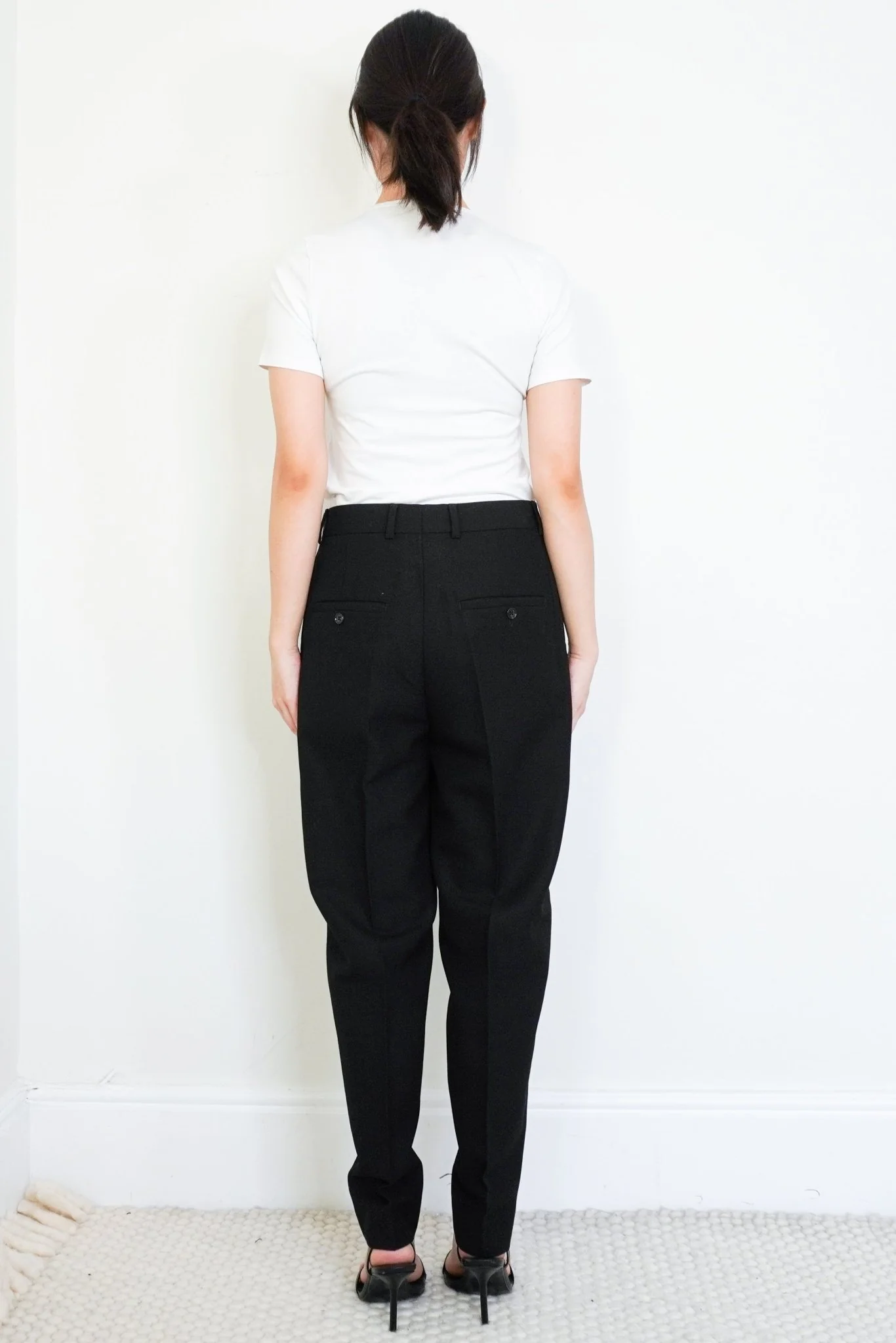 Toteme Black Sewn-Pleat Wool-Blend Trousers RRP £380 | Authentic Preloved - Image 3