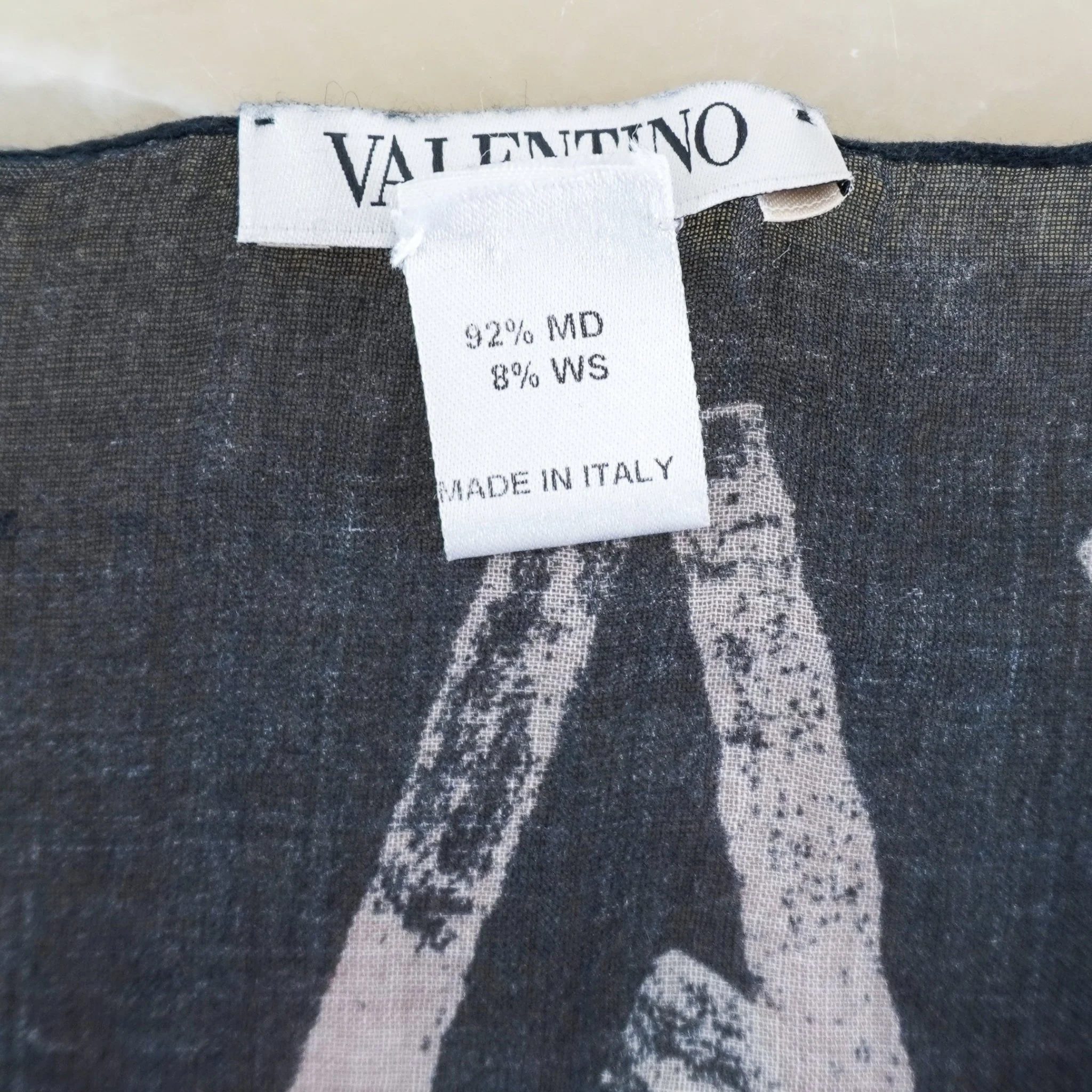 Valentino Black Logo Signature Scarf RRP £450 | Authentic Preloved FINAL SALE - Image 3