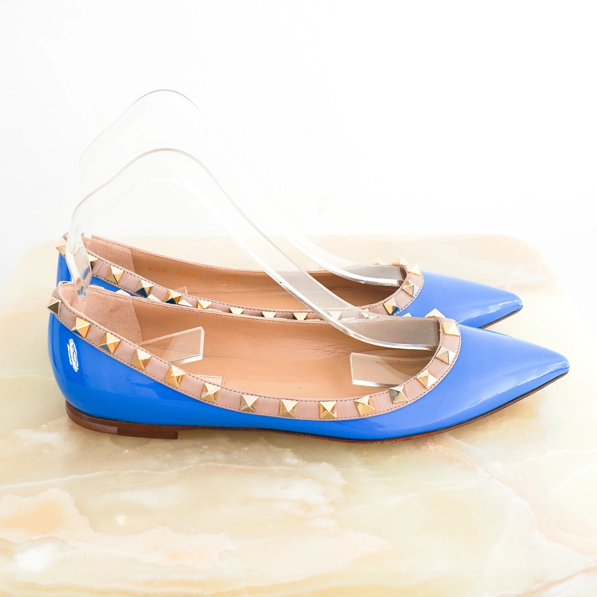 Valentino Rockstud Flats in Blue RRP £800 | Authentic Preloved [final sale] - Image 2