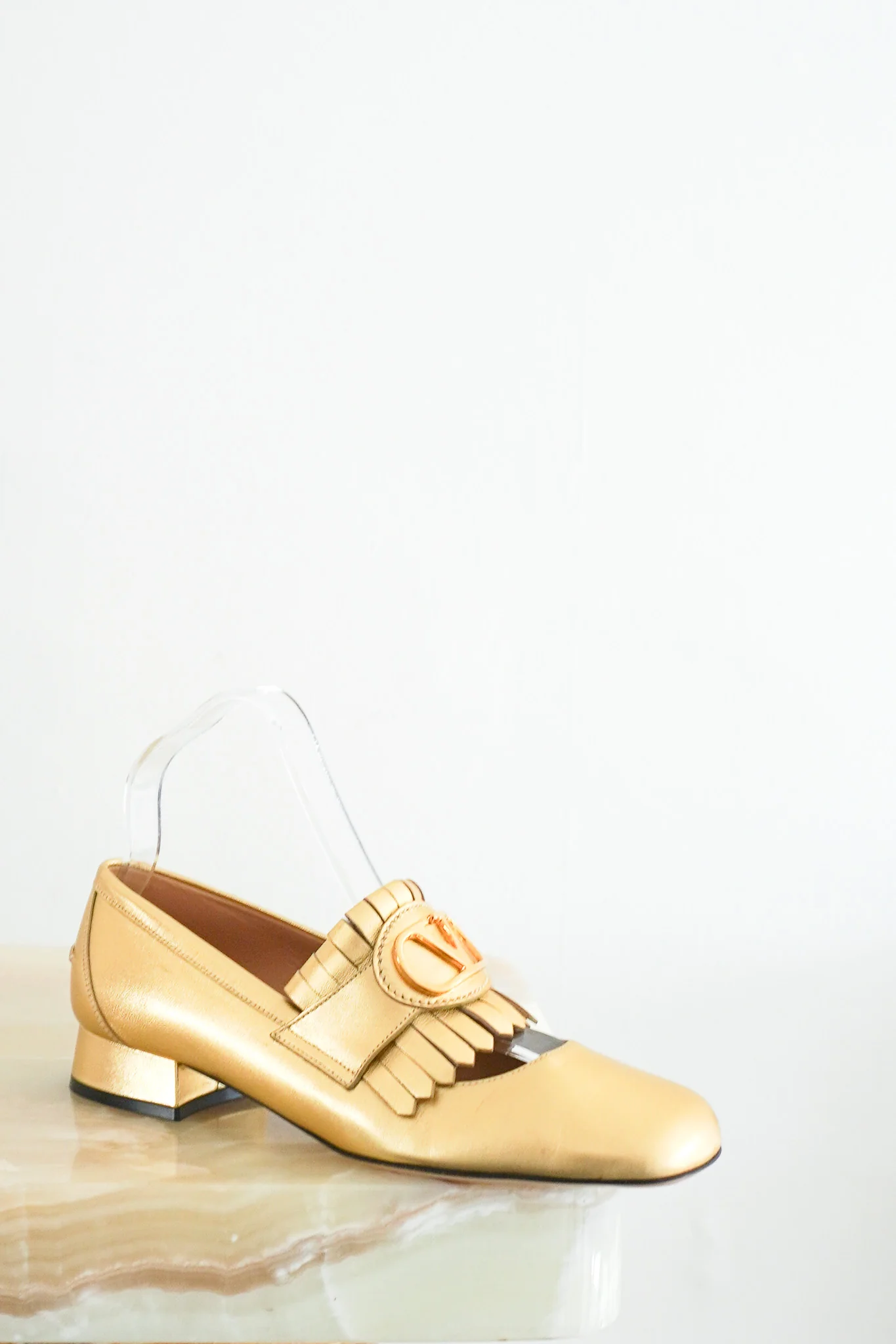 NEW Valentino Vlogo Fringe Loafers in Gold RRP £800 | Authentic Preloved [final sale]