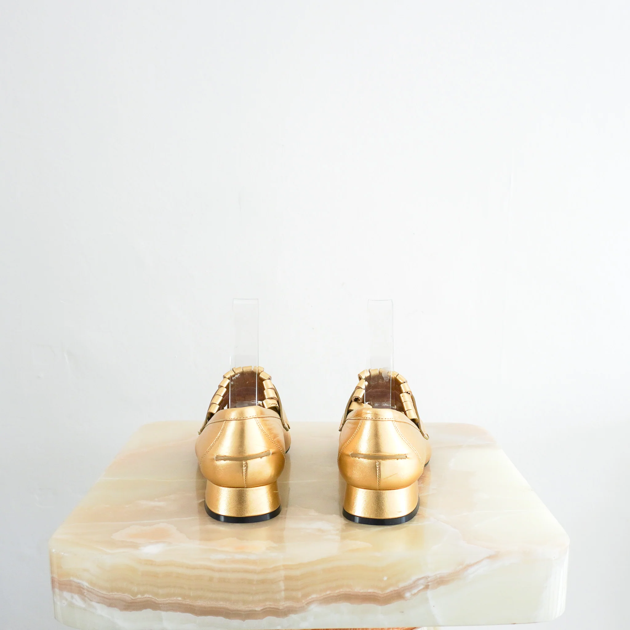 NEW Valentino Vlogo Fringe Loafers in Gold RRP £800 | Authentic Preloved [final sale] - Image 2