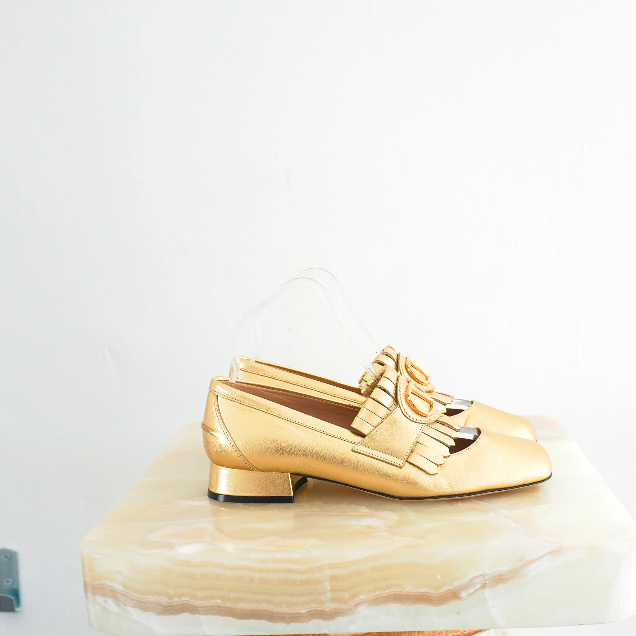 NEW Valentino Vlogo Fringe Loafers in Gold RRP £800 | Authentic Preloved [final sale] - Image 3