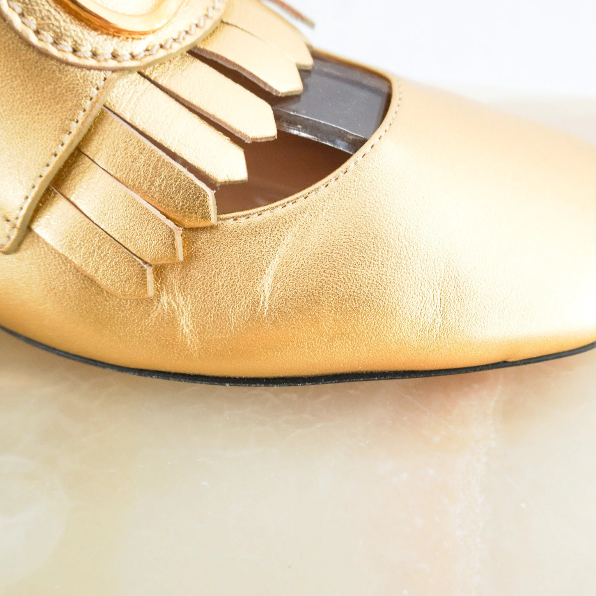 NEW Valentino Vlogo Fringe Loafers in Gold RRP £800 | Authentic Preloved [final sale] - Image 7