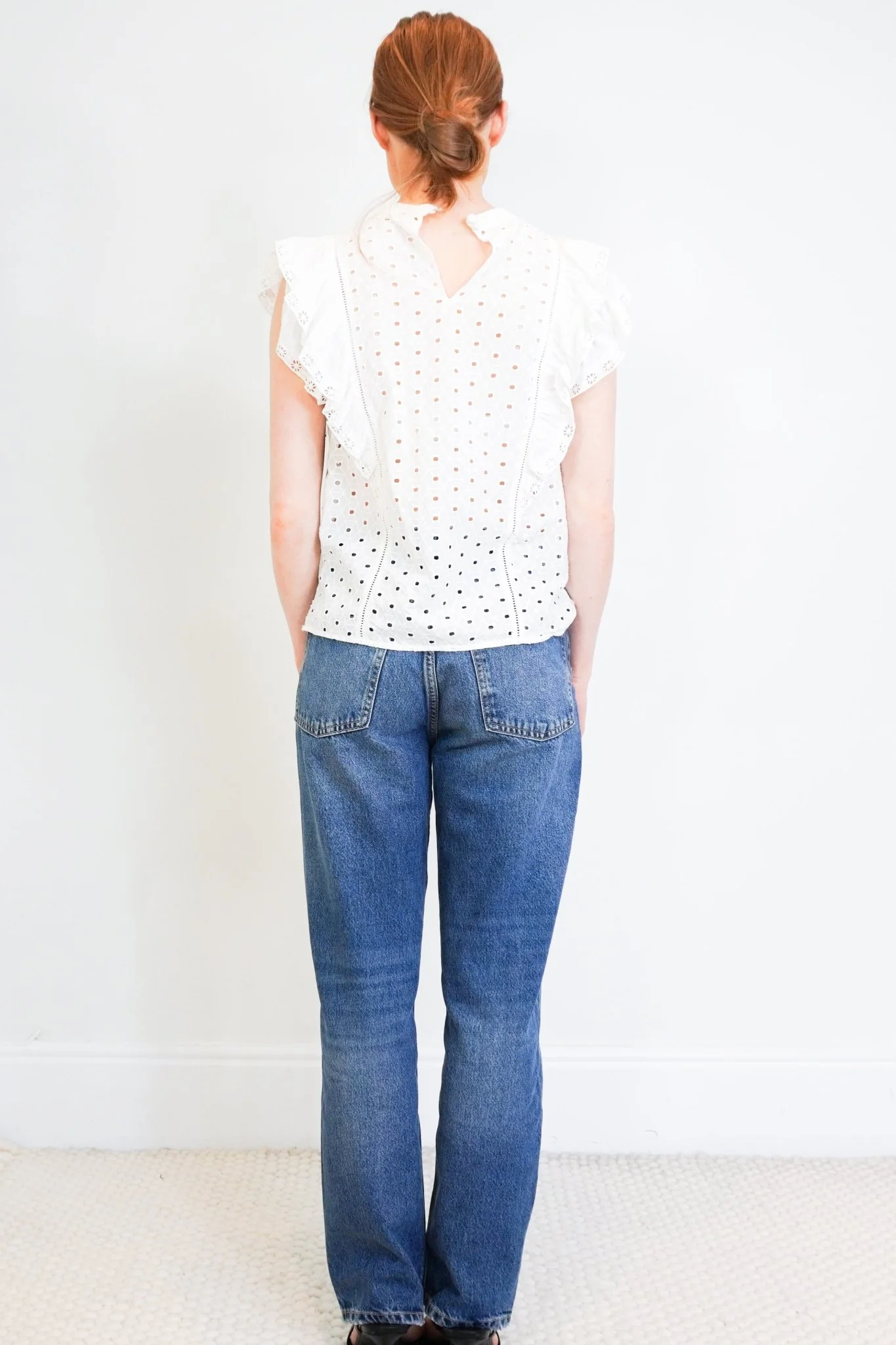 Veronica Beard White Eyelet Cotton Top RRP £300 | Authentic Preloved FINAL SALE - Image 3