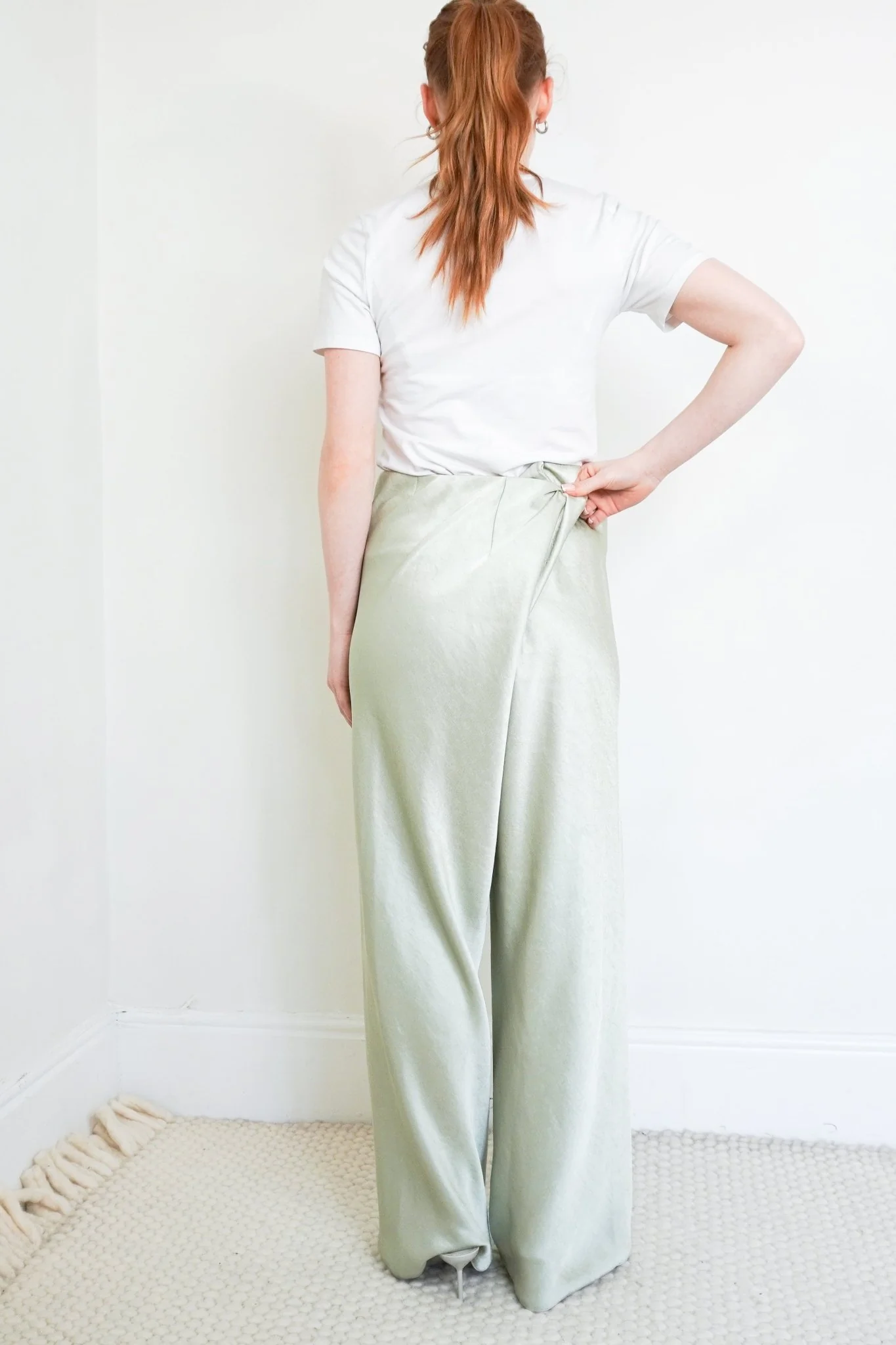 Vince Sage Green Satin Trousers RRP £300 | Authentic Preloved - Image 3